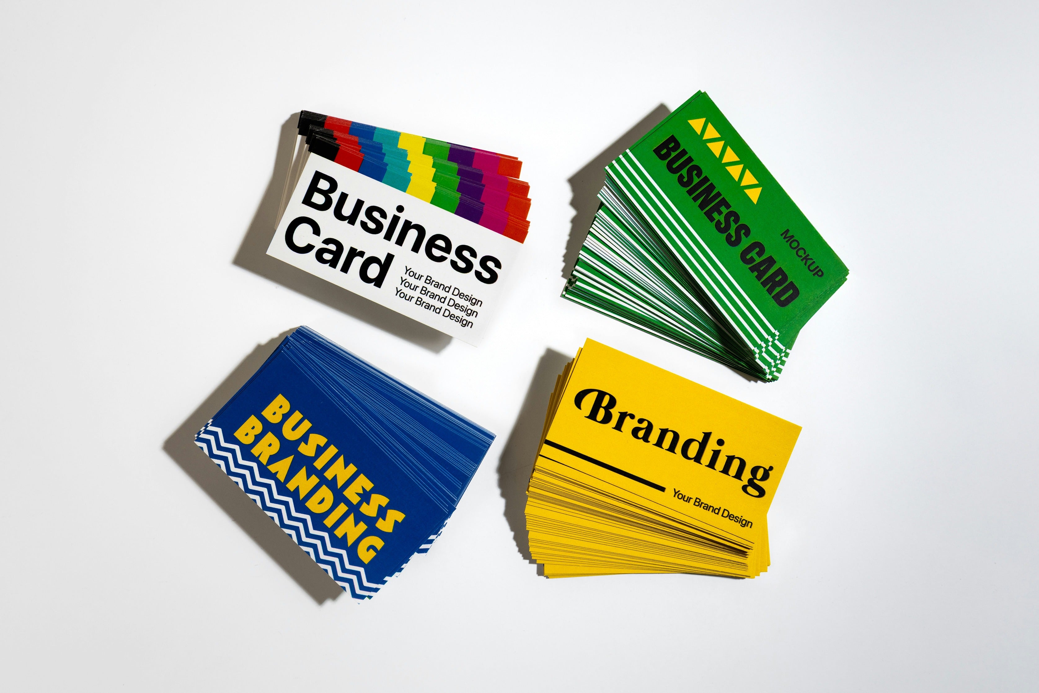 Business card and identity mockups supporting homepage messaging and brand positioning on Shopify