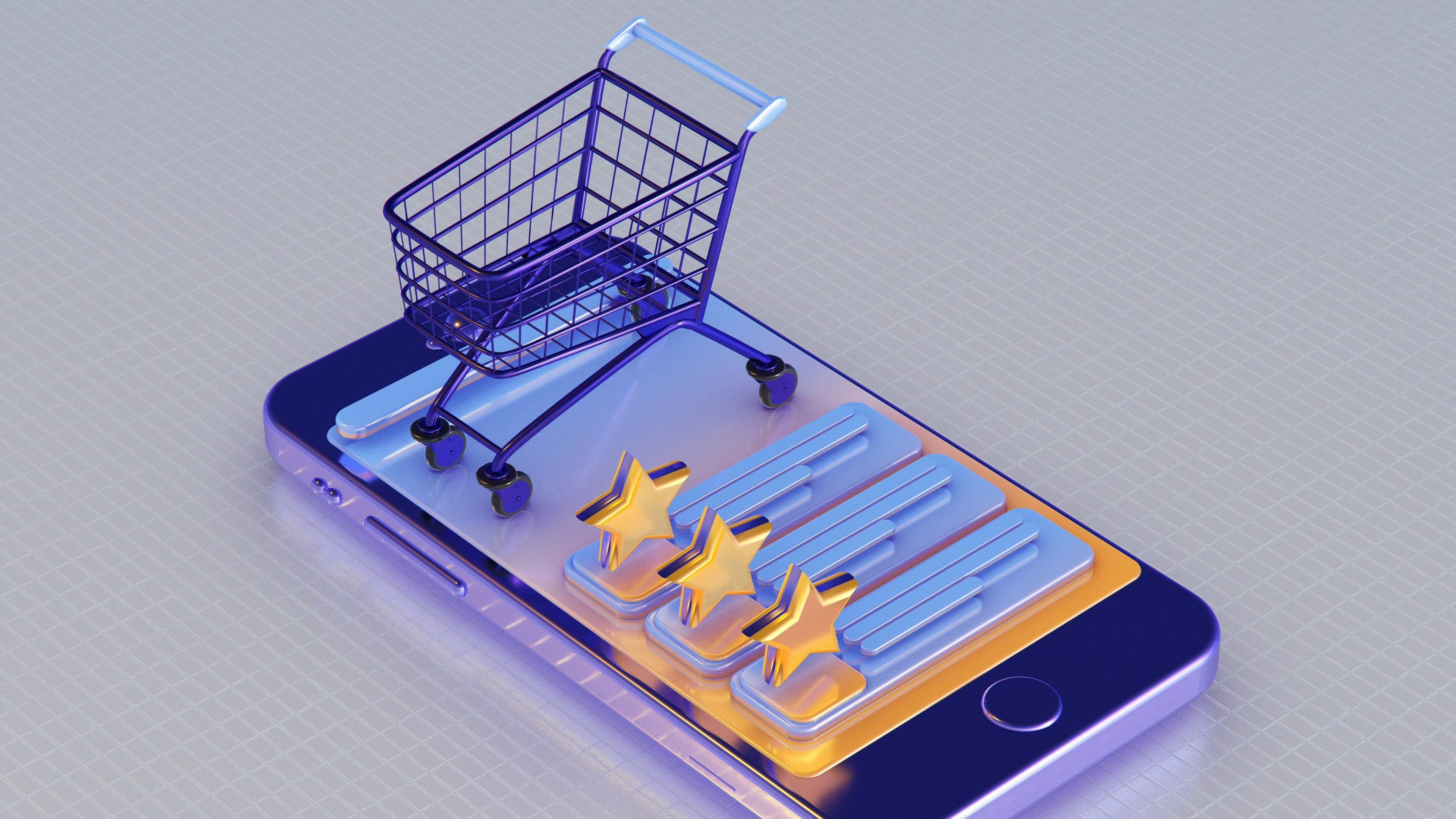 Mobile shopping cart with star ratings supporting ongoing maintenance and ownership reality in platform decisions