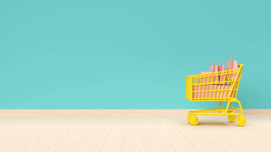 Bright shopping cart with bags supporting customization appeal versus operational risk in platform selection
